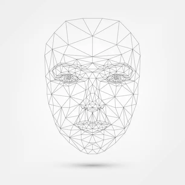 Vector illustration of Wireframe face