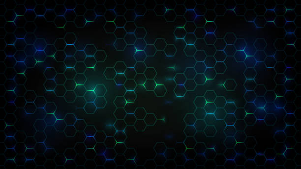 фон со светящимися шестиугольниками - hexagon backgrounds mesh green stock illustrations
