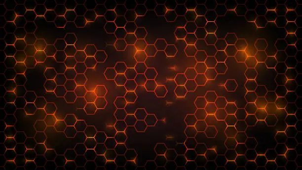Vector illustration of Background with luminous hexagons