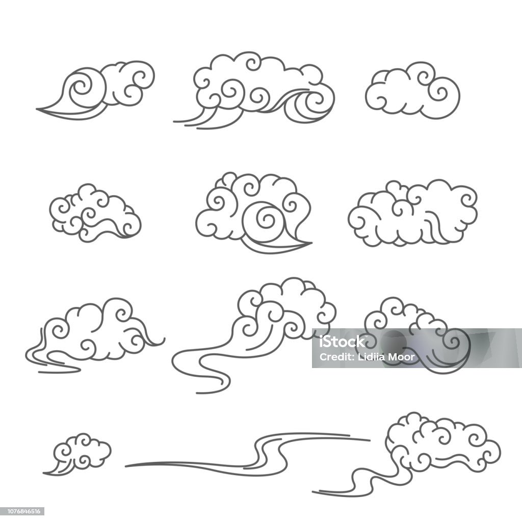 Tập Hợp Các Đám Mây Cách Điệu Hình minh họa Sẵn có - Tải xuống Hình ảnh  Ngay bây giờ - Mây, Văn hóa trung hoa, Đường đồng mức - iStock