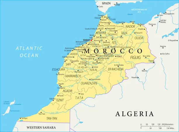 Vector illustration of Map of Morocco - Vector