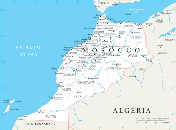 02 - Morocco - White 10 Map of Morocco - Vector illustration marrakech stock illustrations