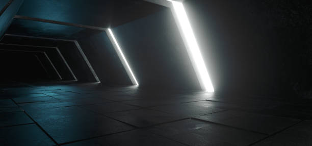istock Alien Sci Fi Modern Futuristic Minimalist Empty Dark Concrete Corridor Tunnel With White Glow Light Empty Space For Text Science Fiction Background 3D Rendering 1076850822