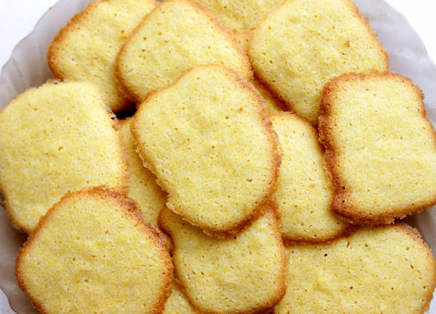 istock round, yellow, sweet cookies on a plate 1076853478