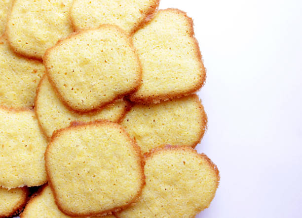 istock Slide round, yellow, sweet cookies on white 1076853490