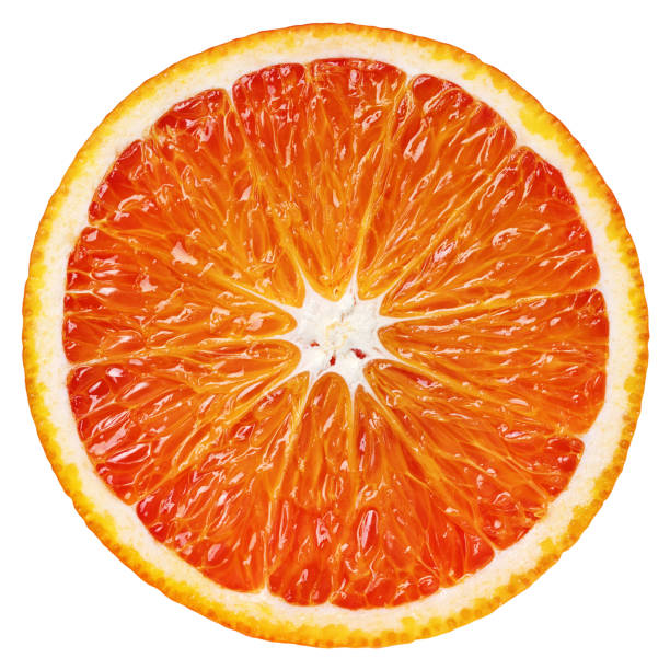slice of red orange citrus fruit isolated on white