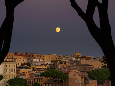 Full moon over Rome, Italy