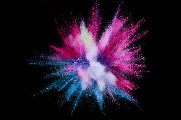 istock Colored powder explosion. Abstract closeup dust on backdrop. Colorful explode. Paint holi 1076885542