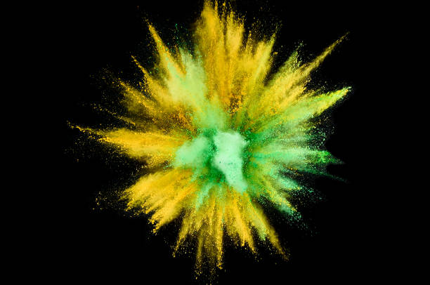 istock Colored powder explosion. Abstract closeup dust on backdrop. Colorful explode. Paint holi 1076885828