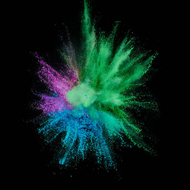 istock Colored powder explosion. Abstract closeup dust on backdrop. Colorful explode. Paint holi 1076885846