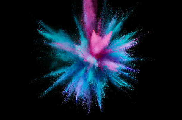istock Colored powder explosion. Abstract closeup dust on backdrop. Colorful explode. Paint holi 1076885886