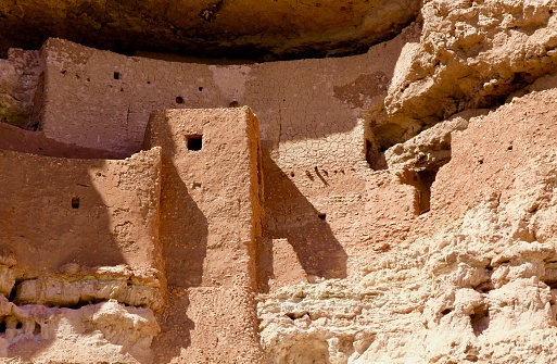 A close-up of the details of Montezuma's Castle a prehistorical Native American home in Arizona