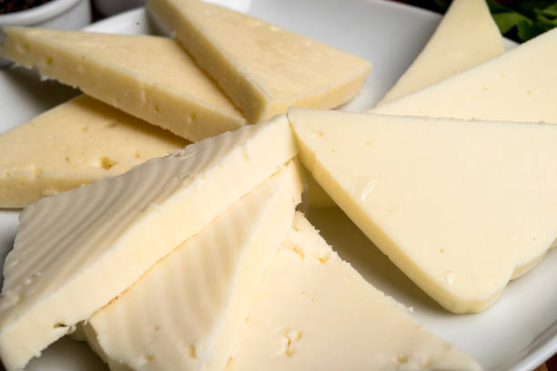 istock Delicious cheese breakfast. A plate Turkish cheese. 1076910268