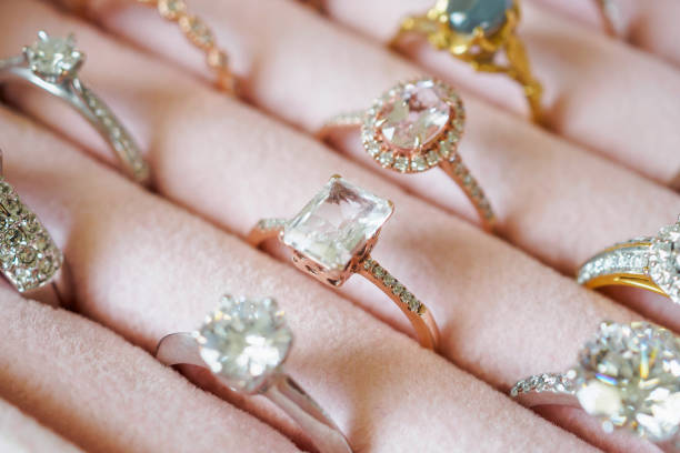 istock Gold jewelry diamond rings in box 1076945864