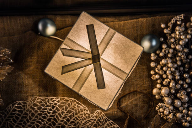 New Year's gift wrapped in craft paper