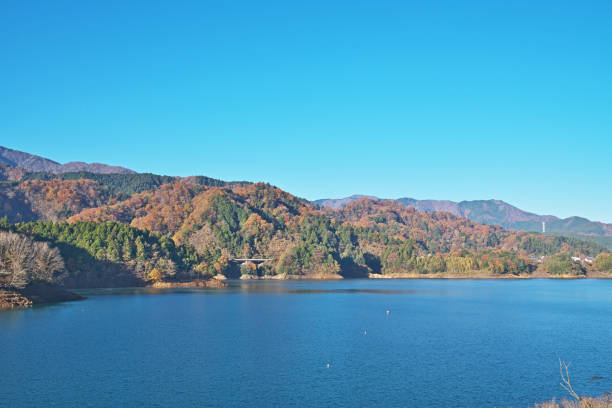 istock lake and the mountain which turned red 1076971812