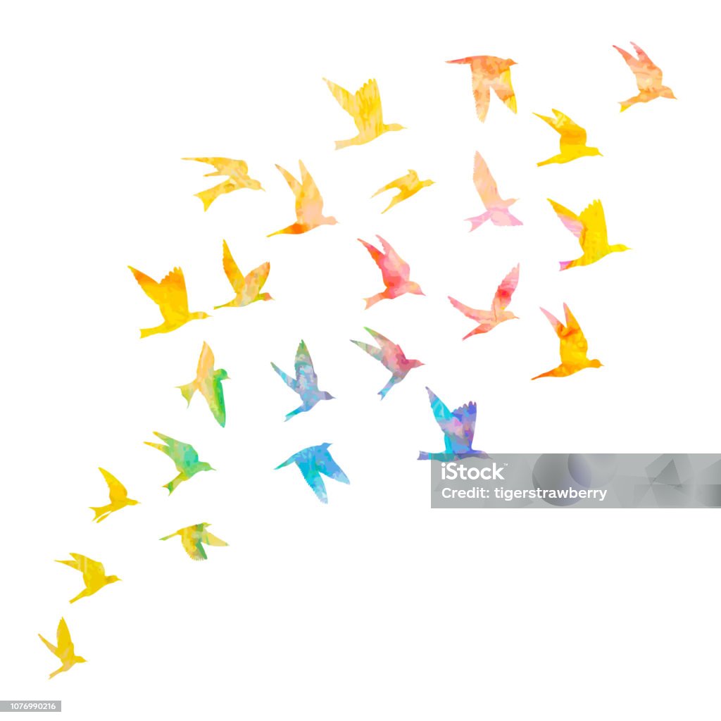Silhouette Of Watercolour Flying Birds On White Background Inspirational  Watercolor Paint Trendy Body Flash Temporary Sticker Template Tattoo Art  Vector Stock Illustration - Download Image Now - iStock