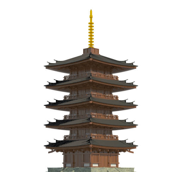 istock Japanese building isolated on white background 3d illustration 1076991020