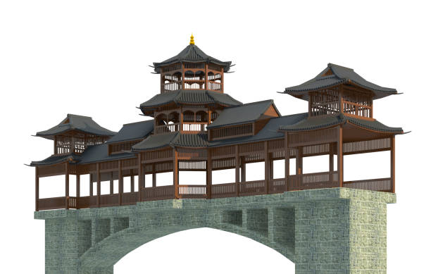 istock Japanese building isolated on white background 3d illustration 1076992278