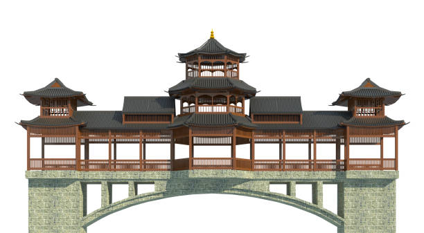 istock Japanese building isolated on white background 3d illustration 1076992280