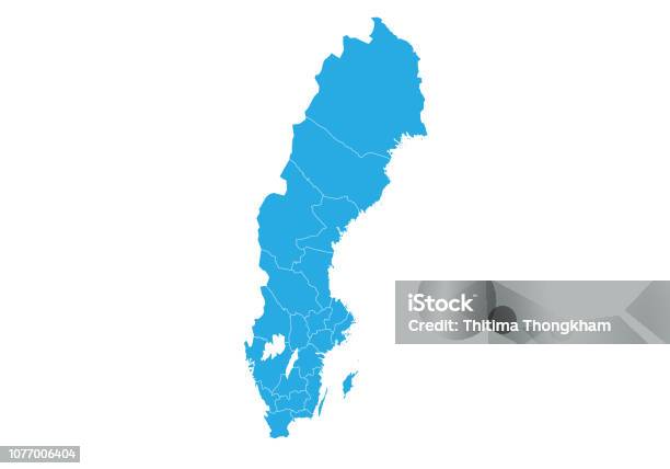 Hög Detaljerad Vektor Karta-vektorgrafik och fler bilder på Sverige - Sverige, Karta, Vektor