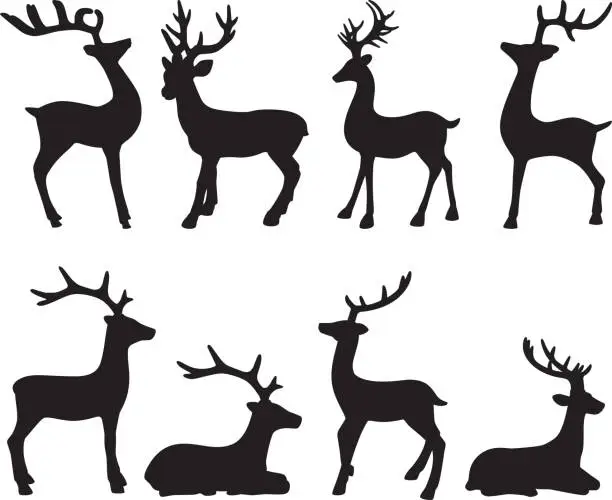 Vector illustration of Reindeer Silhouettes