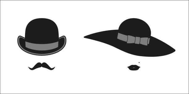 Man and woman icons Man and woman icons on a white background bowler hat stock illustrations