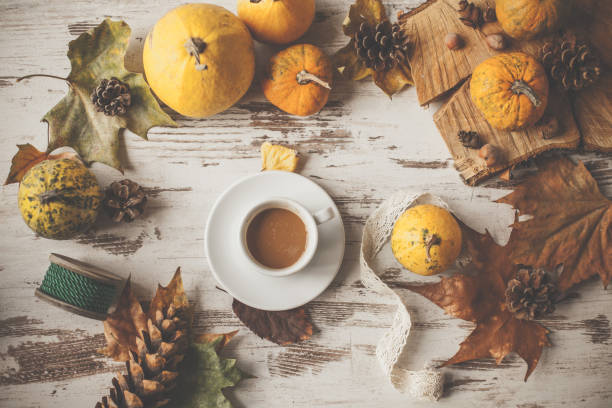 Autumnal cup of coffee