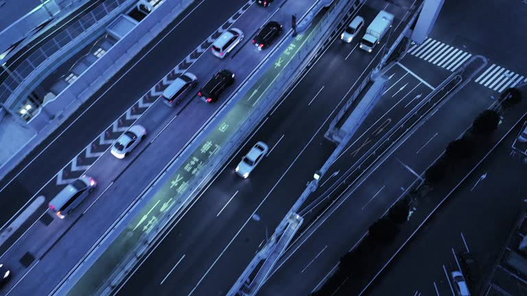 Aerial view of elevated road