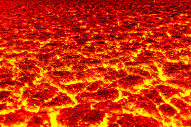 heat red cracked ground texture after eruption volcano