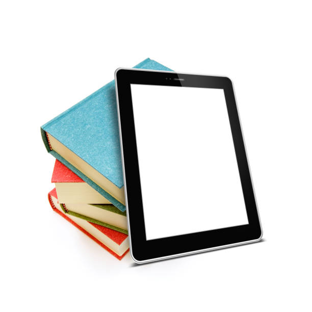istock Books and blank digital Tablet isolated on white background 1077035192