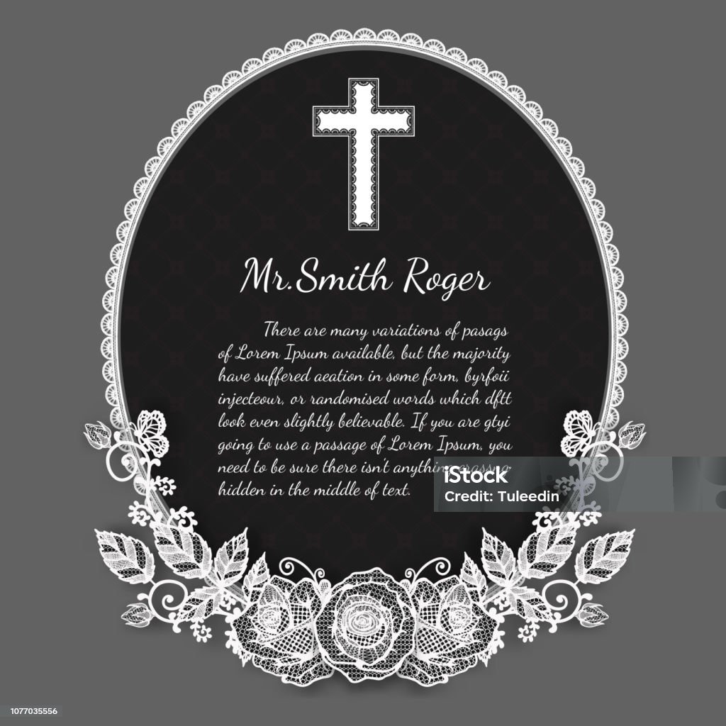 Black and white lace rose funeral card by hand drawing. Black and white lace rose funeral card by hand drawing.Flower vector art highly detailed in line art style. Funeral stock vector