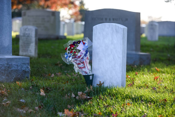 アーリントン国立墓地。復員軍人の日 - arlington national cemetery virginia cemetery american flag ストックフォトと画像