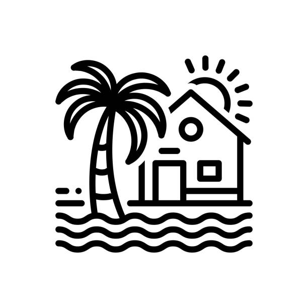 ilustrações, clipart, desenhos animados e ícones de casa de praia - holiday villa illustrations
