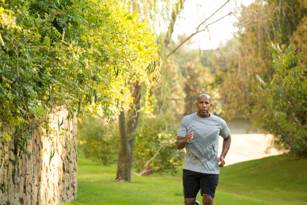 istock Fit African American man running. 1077040998