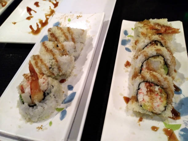 istock Sushi Rolls on the Plates 1077041594