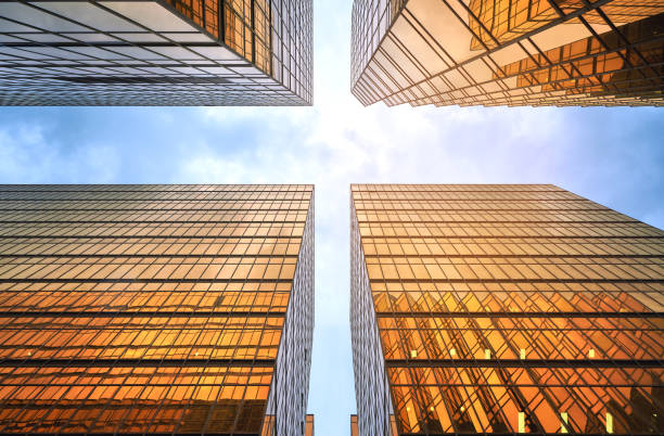 istock Modern skyscrapers in business district 1077047408