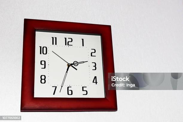 Square Shape Wall Clock Stock Photo - Download Image Now - Alarm, Black Color, Clock