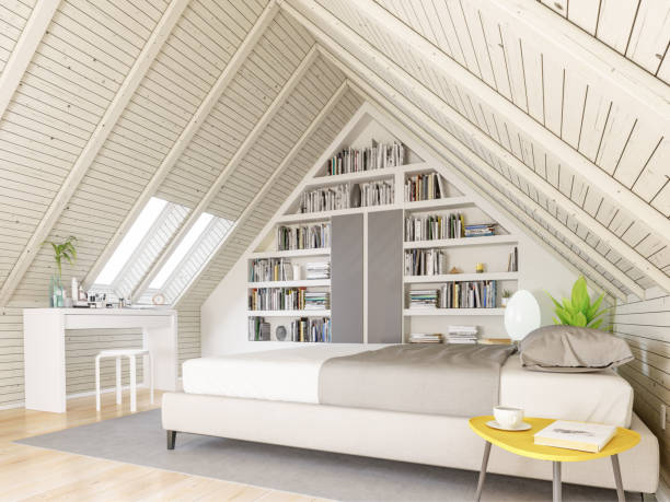 istock Bedroom in the attic 1077055266