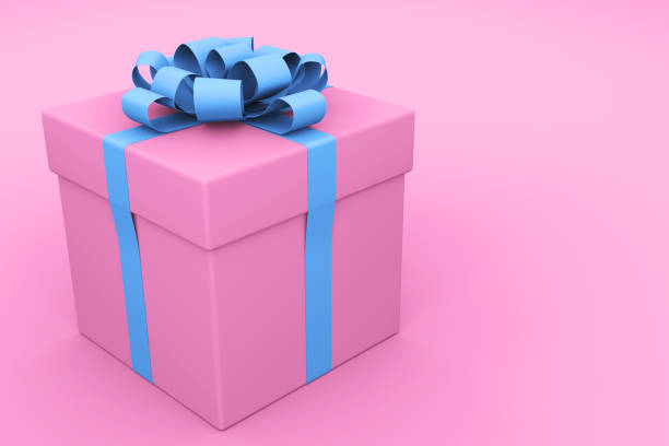 istock Painted Pink Gift Box on pink background 1077059060