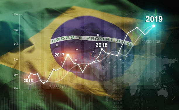Growing Statistic Financial 2019 Against Brazil Flag