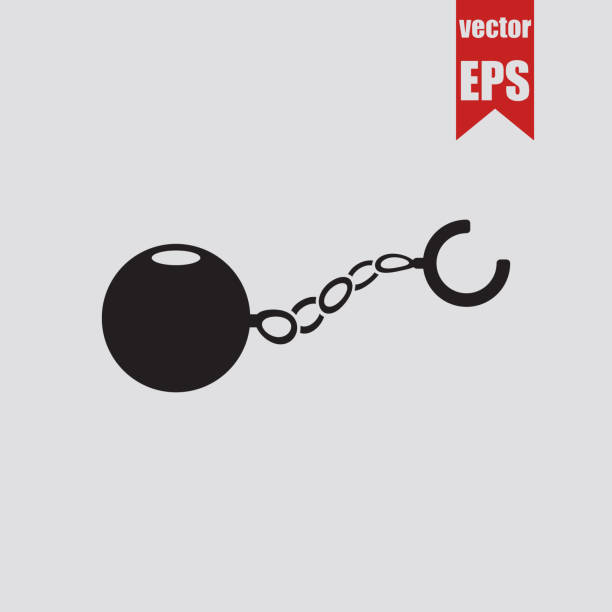 illustrazioni stock, clip art, cartoni animati e icone di tendenza di icona di shackles. illustrazione vettoriale. - debt trapped chain ball and chain
