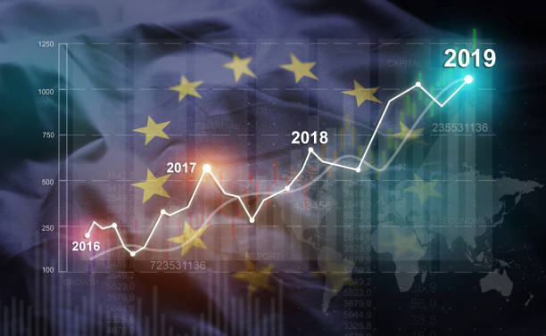 istock Growing Statistic Financial 2019 Against European Flag 1077063752