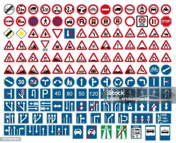 Road Signs Vector Traffic Sign Stock Illustration - Download Image Now - Road Sign, Sign, Traffic