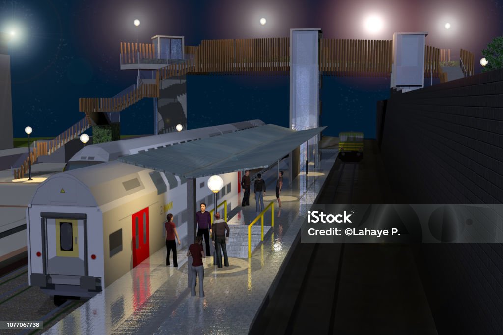 REprésentation 3D de la passerelle ferroviaire de Wavre - 2030 Projet - Foto de stock de Arquitectura libre de derechos