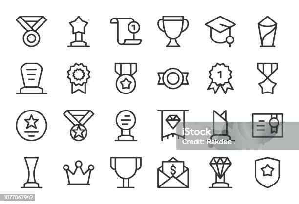 Award And Trophy Icons Light Line Series Stock Illustration - Download Image Now - Competition, Icon Symbol, Award