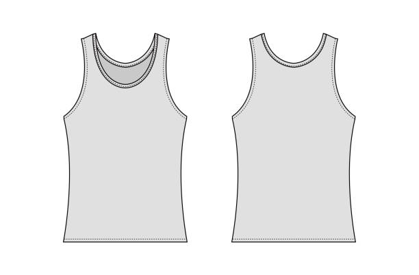 ilustraciones, imágenes clip art, dibujos animados e iconos de stock de ilustración de plantilla de tapa del tanque de la mujer / gris - tank top