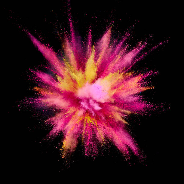 istock Colored powder explosion. Abstract closeup dust on backdrop. Colorful explode. Paint holi 1077069724