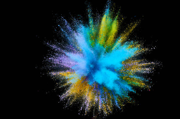 istock Colored powder explosion. Abstract closeup dust on backdrop. Colorful explode. Paint holi 1077069846