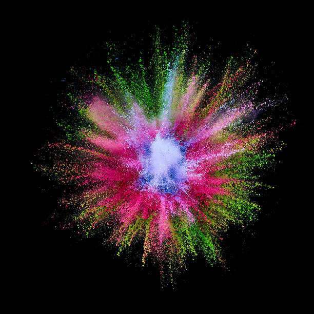 istock Colored powder explosion. Abstract closeup dust on backdrop. Colorful explode. Paint holi 1077069854